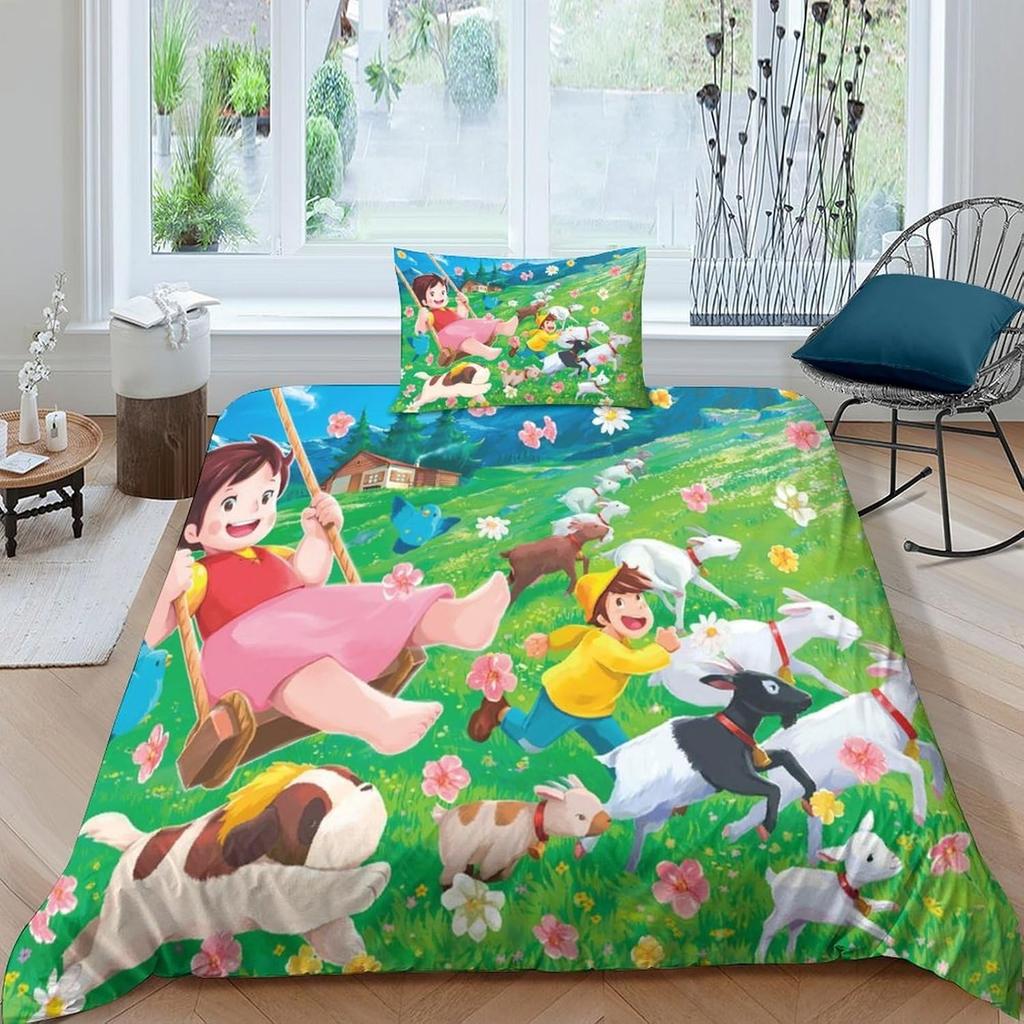 Girl Heidi 2 Pieces Duvet Cover Set 3D Printed Bedding Quilt Duvet Cover With Zipper Closure,Soft Microfiber Single Bedding Set