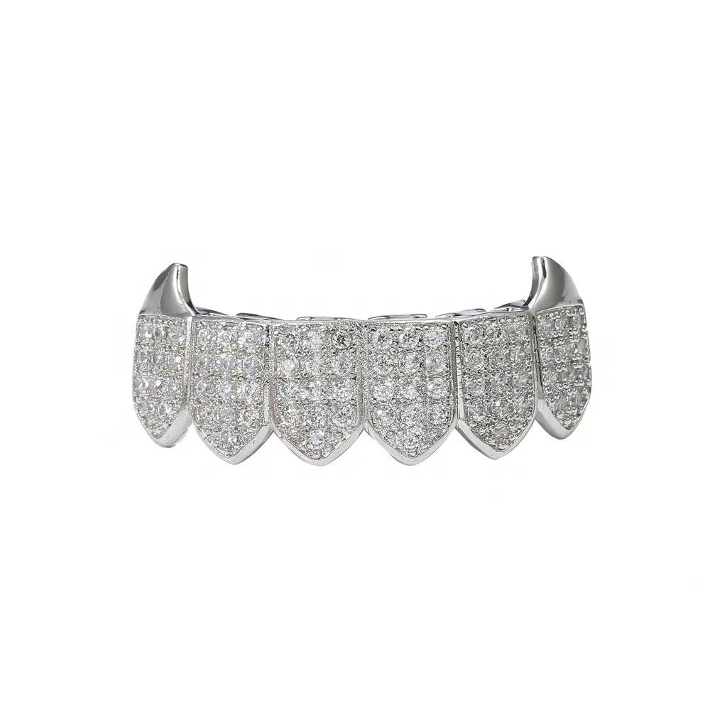European Hot Selling Six-Tooth Zirconia Vampire Fangs Grill Set for Hip Hop Christmas Parties