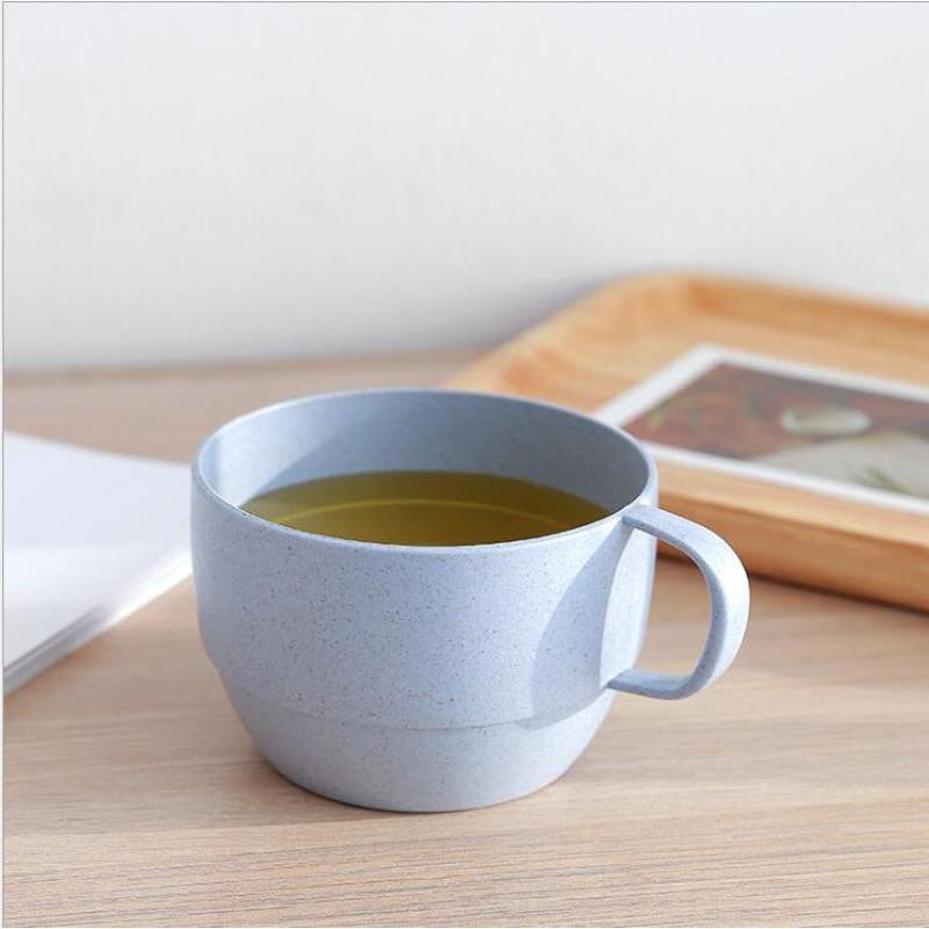 Taza de Leche Nueva de Paja de Trigo Práctica Estilo Europeo Taza de Café Té Taza Simple para Beber en el Desayuno Vajilla Ecológica