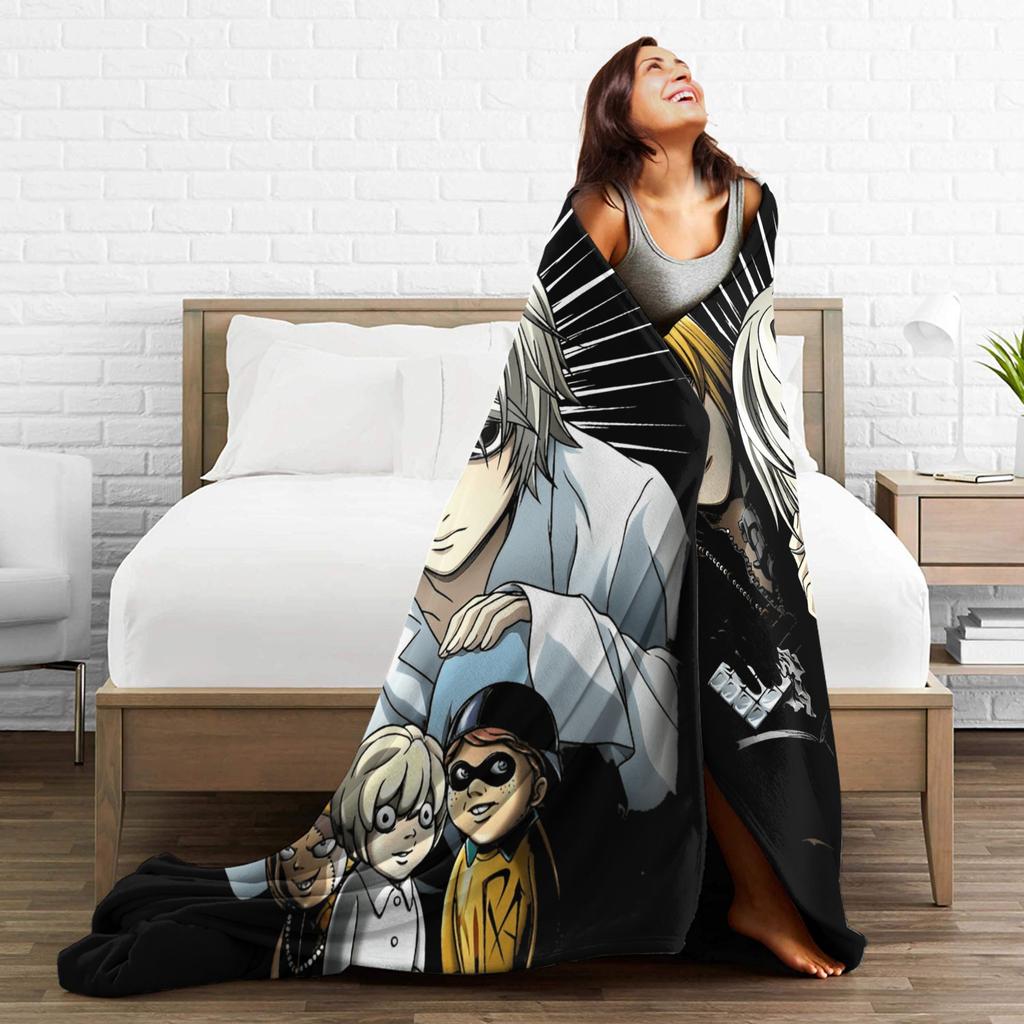 Death Note Near and Mello Flannel Blanket Super Soft Throw Blanket for Living Room Airplane Travel Bedspread Sofa Bed Cover