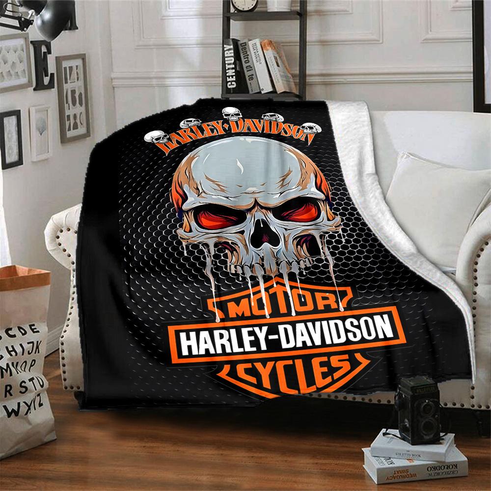 1pc Harley-Davidson Blanket, Gift, for Men and Women, Soft Blanket, Good for Sofa Bed Couch Travel, Lightweight Flannel Blanket