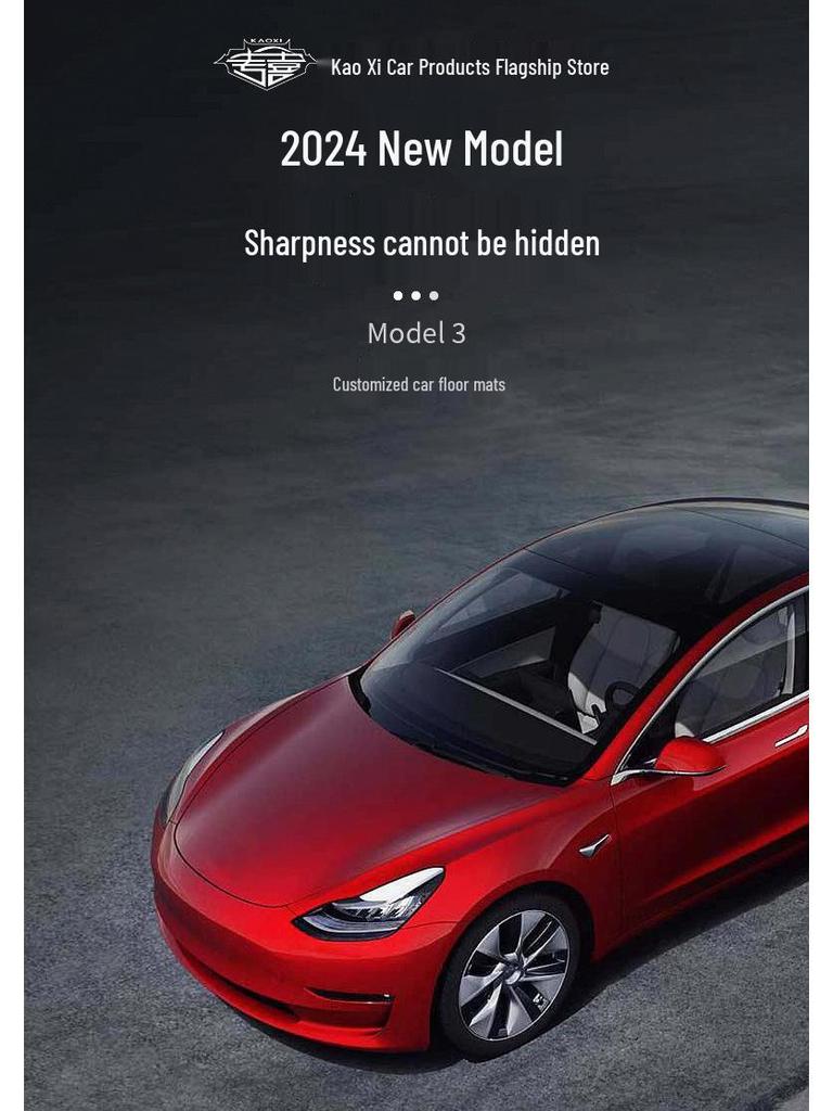 Tesla Model 3 Waterproof TPE Floor Mats, Double-Layer, Wear-Resistant with Lamb's Wool, Facelift Version.