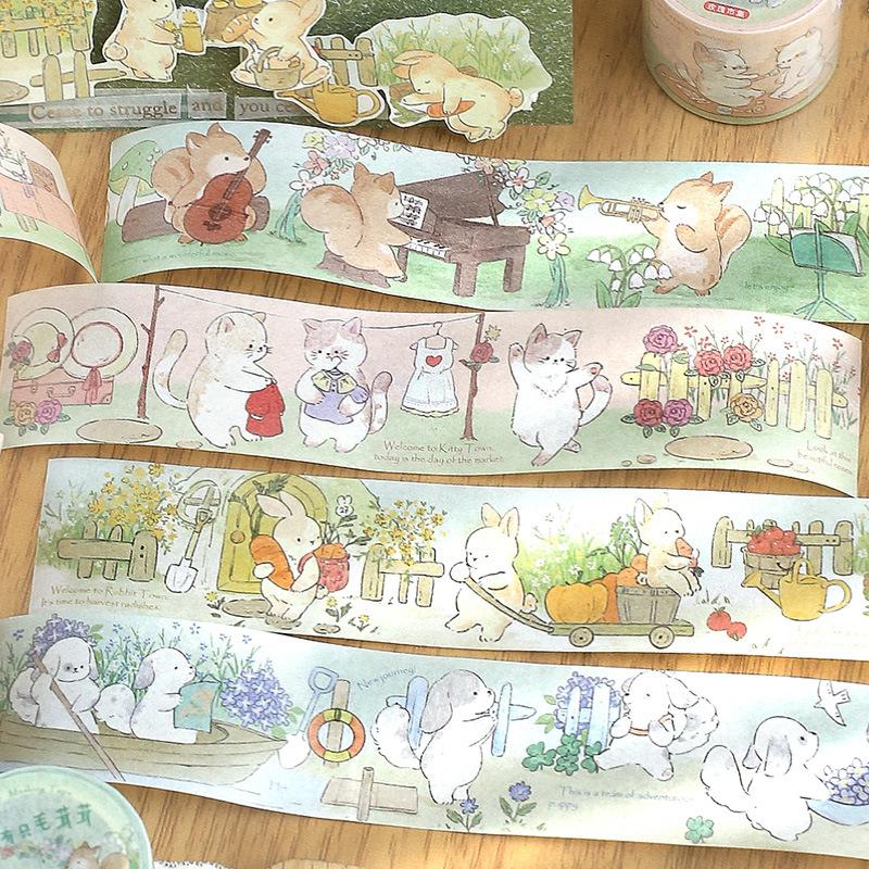 3*300cm Kawaii Cartoon Animals Washi tape Sticker Adhesive Diy Hand Account Diary Album Stationery Craft Supplies