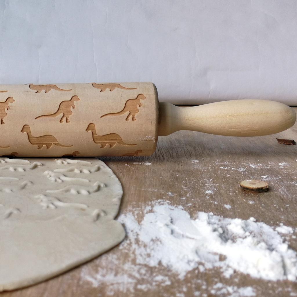 Cartoon Animal Embossing Rolling Pin Baking Cookies Biscuit Fondant Cake Engraved Roller