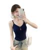 #Summer new pure desire wind hollow cross splicing sling vest female slim fixed with chest pad top