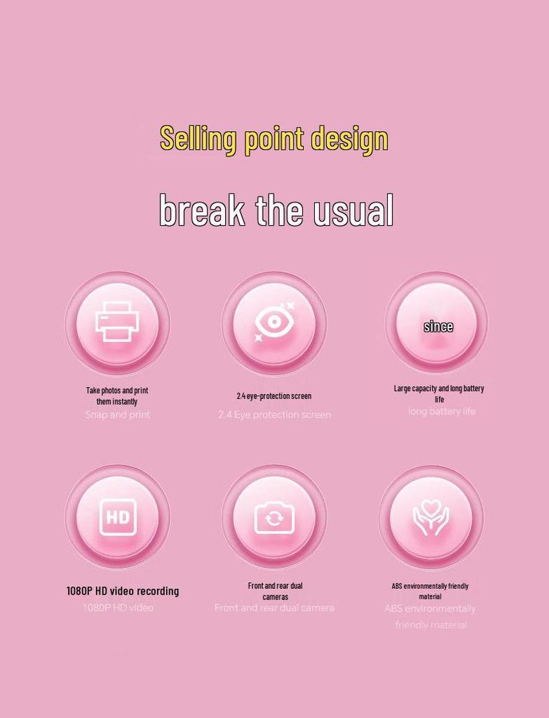 Portable Instant Print Children's Camera with Thermal Paper