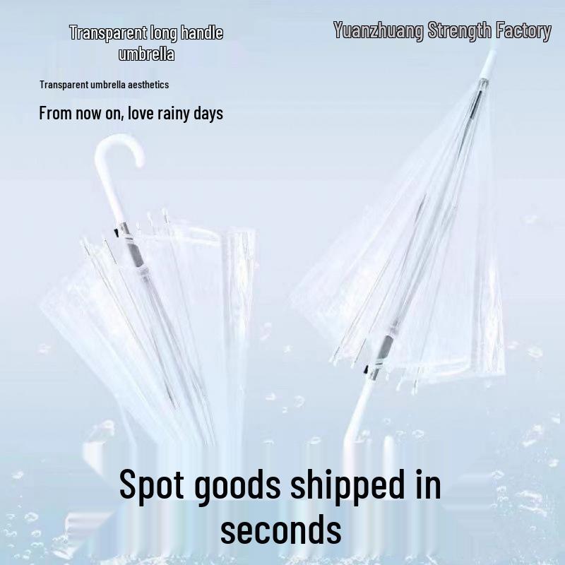 

Automatic Clear Umbrella with Straight Long Handle for Kids & Adults – Waterproof Sunshade for Travel & Advertising 535*8 spokes, diameter 92cm