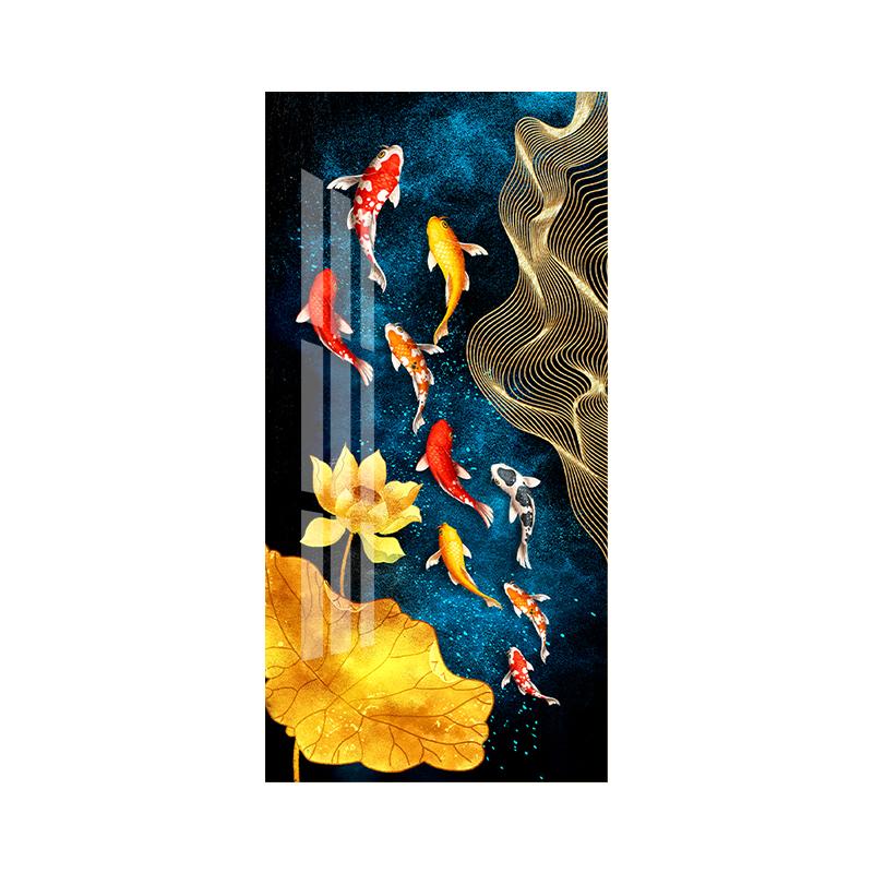 

Абстрактные девять рыб кои, холст, картина, Настурция, постер, домашний декор, настенная художественная картина, украшение для гостиной, интерьера 20X40cm No Frame