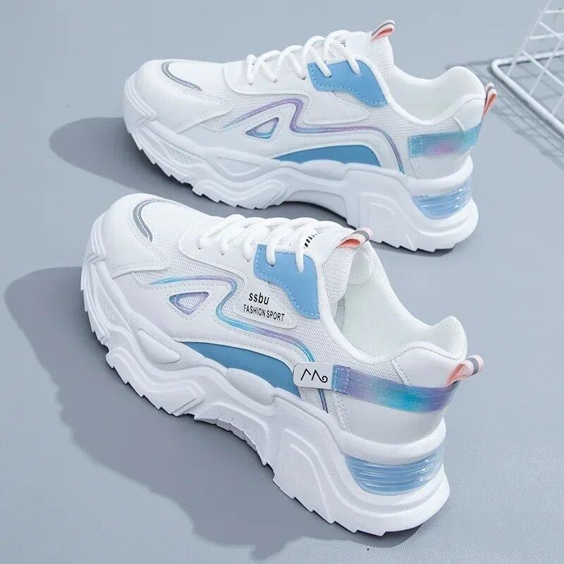 Sneakers Dame Plattform Flate Sko Dame Sko Grønne Casual Trainers Dame Chunky Sneakers Dame Sko