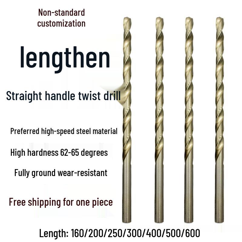 Extra Long 5060 Cm Twist Drill Bit, 500mm High-Speed Steel, Straight Shank for Deep Hole Drilling In Stainless Steel, Wood, 468 Industrial Series.