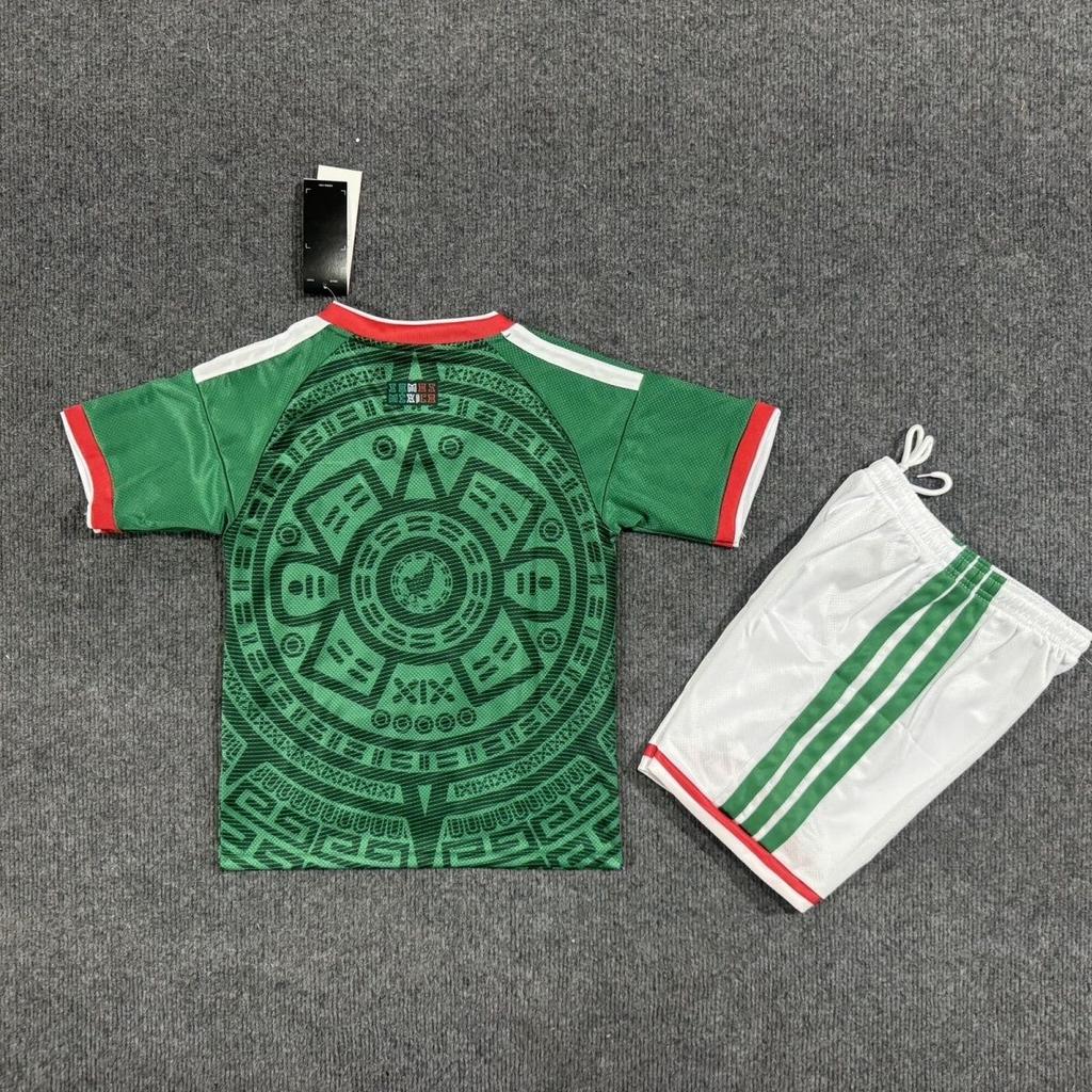 Mexico 2026 World Cup Soccer Jersey Home & Away Set – Retro 1998 Green & White Gray Geometric