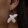 1pair Ceramic Earring  White Peace Dove   Earrings for Women Vintage Metal Geometric Round Ear Hoop Jewelry Gift