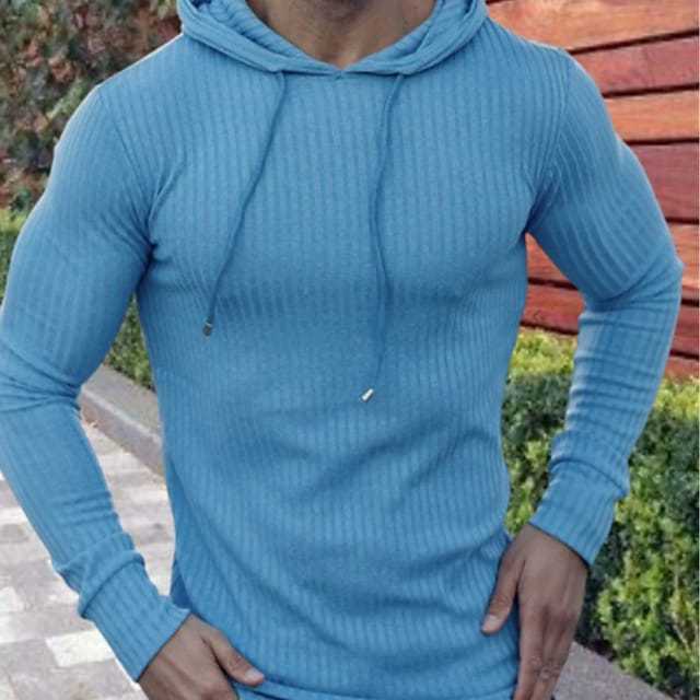 Men's Muscle Fitness Spring and Autumn Slim Fit Training Knitted Long Sleeve Hoodie Pullover Jacket Top