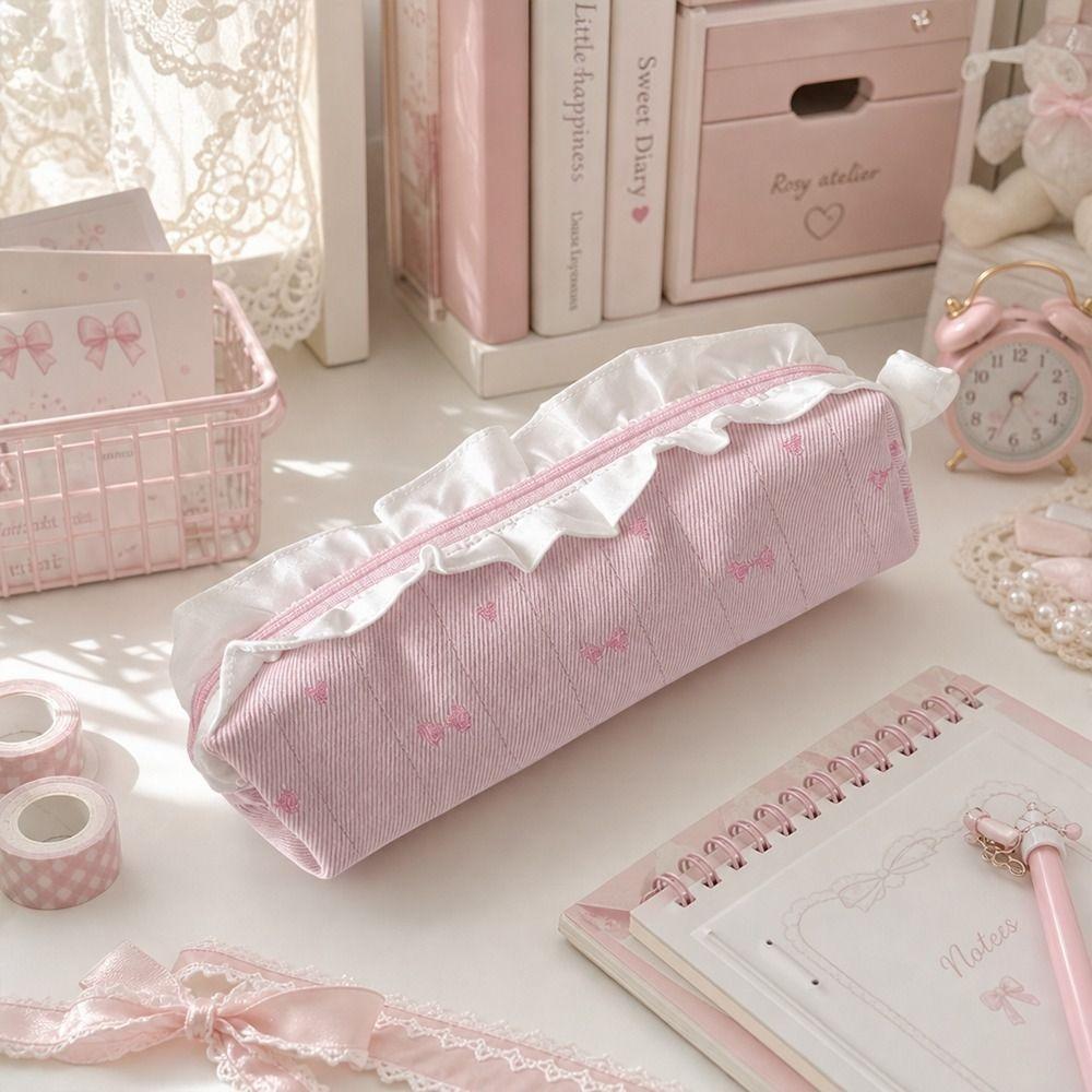 Ballet Pen Bag Bow Embroidery Stationery Bag Kawaii Pencil Case  Students