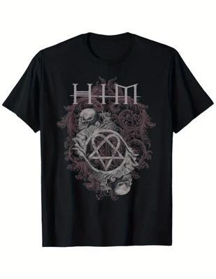 T-Shirt Band HIM Heartagram Uomo Taglia X L XL Nera Grafica Ville Valo Rock Gotico
