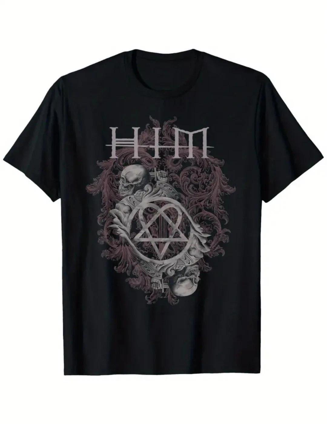 

Мужская футболка HIM Heartagram Группа X Large XL Черный Графический Ville Valo Готик-Рок S