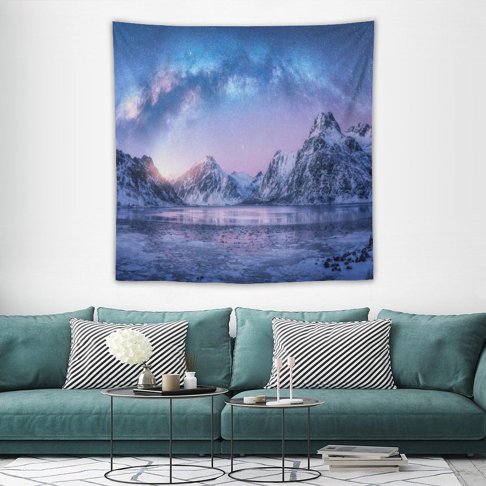 Aurora Snow Mountain Sunset Tapestry 75x100