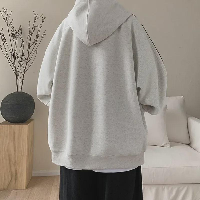 Unisex Striped Splicing Hooded Cardigan - Heavy Spring/Autumn Jacket