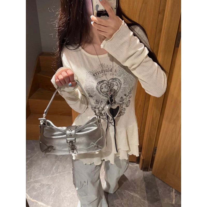 

Нишевый стиль Причудливый Минималистичный Легче всего сочетать Сумка под мышкой 2025 Новинка Девичий стиль Серебристая Сумка через плечо Кроссбоди Silver