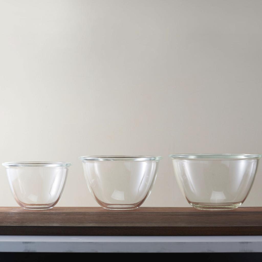 HARIO Heat-Resistant Glass Bowls, Clear, Made in Japan, MXP-3704, Set of 3