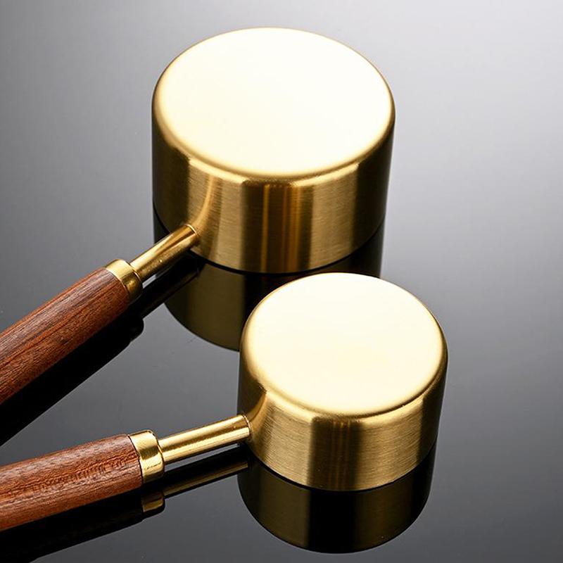 Złoty uchwyt z drewna, stal nierdzewna, miarki, łyżki, narzędzia do pieczenia, zestaw łyżek miarowych do kawy, akcesoria do wag barmańskich