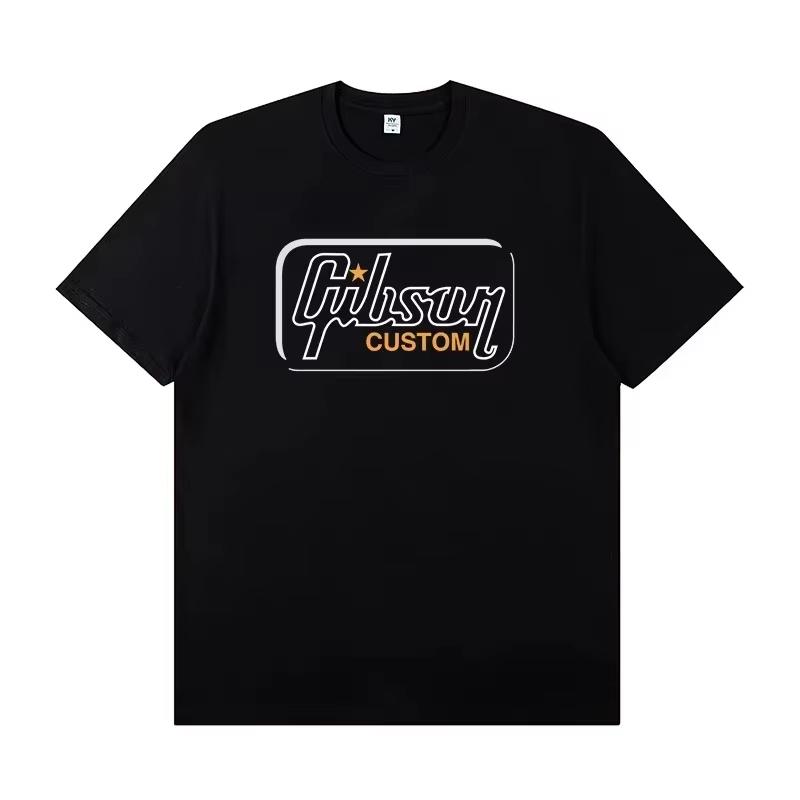 2025 Summer New Slash Collection Gibson Les Paul Casual High Quality Pattern 100% Pure Cotton Printed T-shirt Short Sleeve Y2k