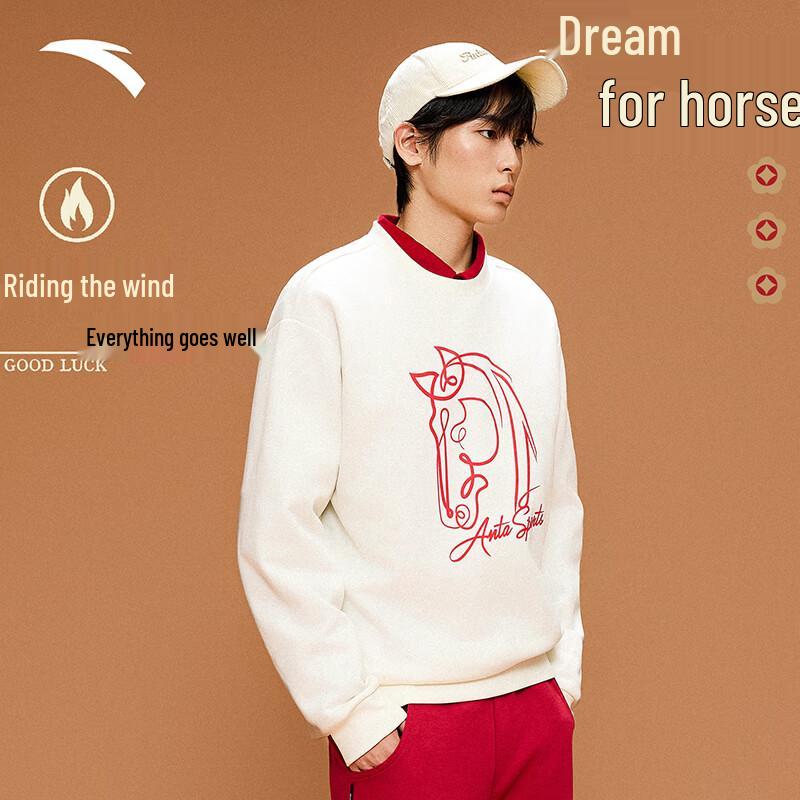 ANTA Good Things Happen Plus Velvet Crewneck Sweatshirt