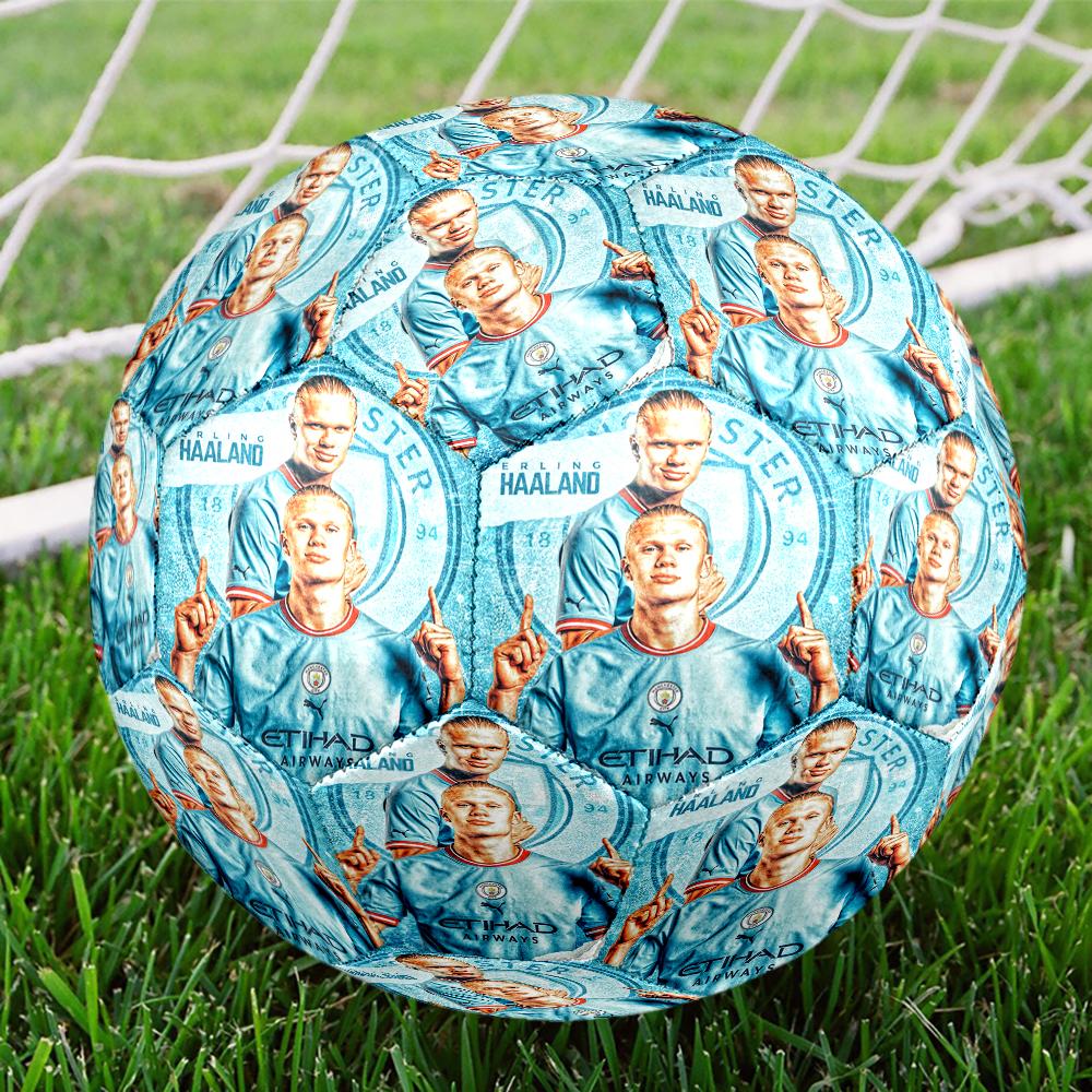 1pc Man City Legend Poster Size 5 Soccer Ball PVC Football Sports Matches Training Outdoor Games Beach Elastic Balls 07e120