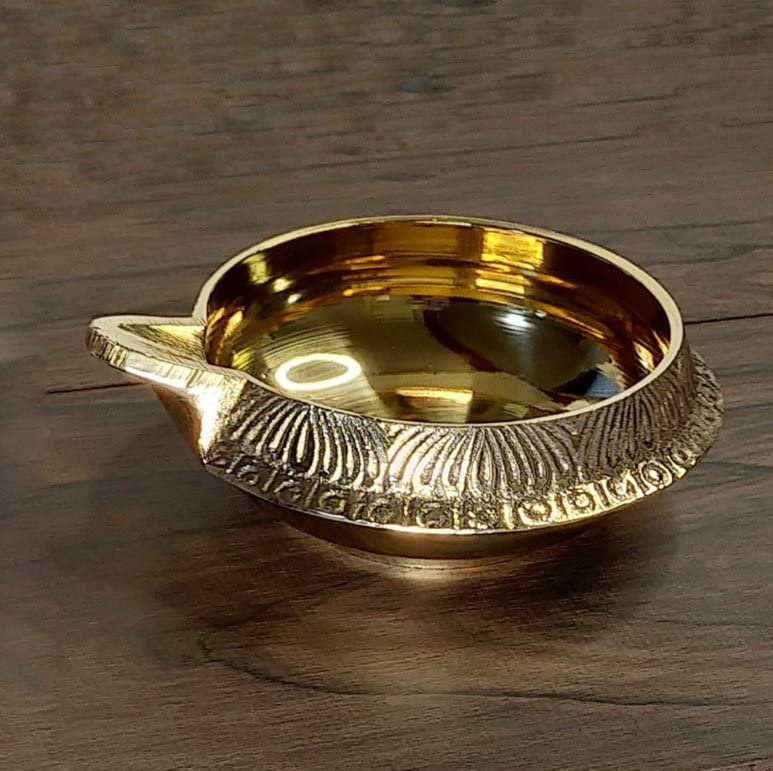 Sedona Magic Gold Oil Lamp, 9.2cm Outer Diameter, Brass Incense Burner, Antique, for Worship, Candlestick Holder, Incense, Indian, Asian, Ethnic…