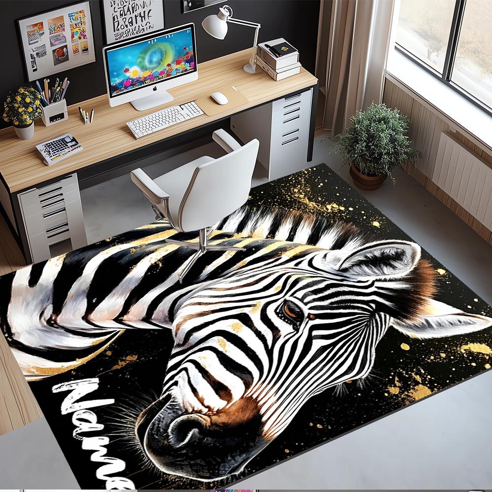 Custom Name LNTB002260915X1004==Zebra Printed Carpet,Rug for Office Chair Living Room Bedroom Kitchen Room Decor Gifts.