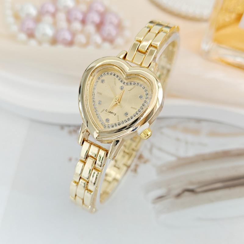 Dames Hartvormige Strass Horlogeband Armband Polshorloge