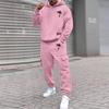 Men's Plus Size Hooded Sweatshirt and Sweatpants Set with Palm Tree Print Fleece Lined Loose Fit for Outdoor Sports and Casual Wear
