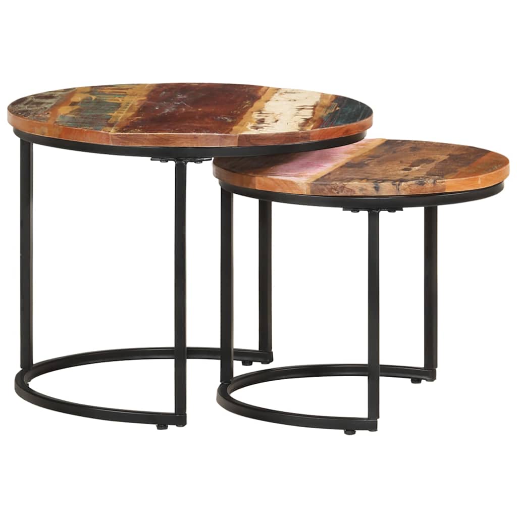 Set of 2 Tables Reclaimed Solid Wood