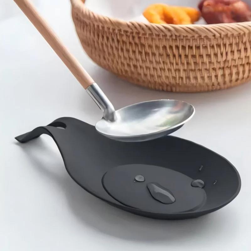 Silicone Spoon Rest Spatula Holder Heat Resistant Utensil Placemat Tray Kitchen Tools