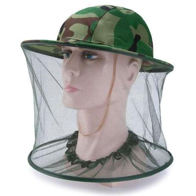 Camouflage Fishing Cap with Insect Protection and Wide Brim