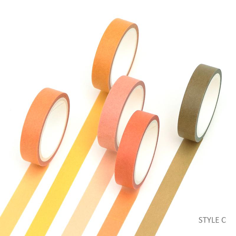 5pcs*5m Solid Color Bullet Journaling Adhesive Tapes Scrapbooking Sticker Masking Tapes Washi Tape Set Stationery Tapes
