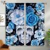 Blackout Insulation Curtains Floral Skull Print Curtains Suitable for Halloween Restaurant Living Room Party Decoration Curtains