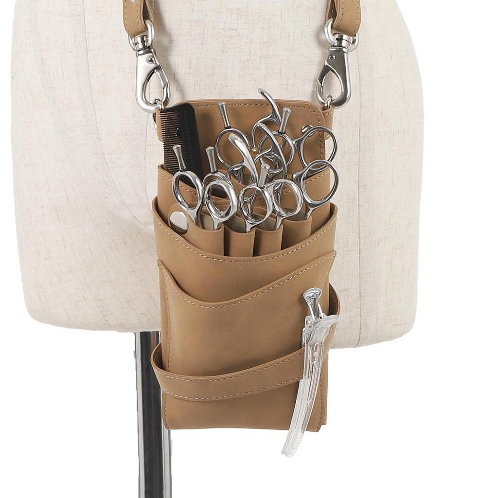 DEEDS PRODUCT Sienna Khaki Scissor Holds for and Trimmers S-381 Case, 4-6 Scissors, Hairdressers, Barbers,