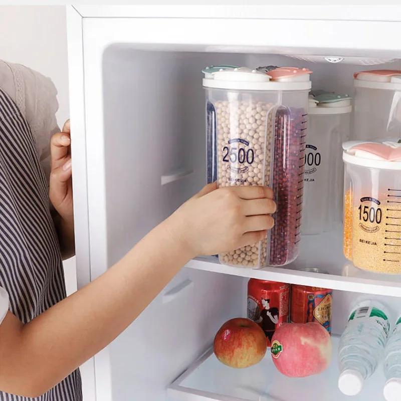 Grain Food Storage Tank and More  Kitchen Storage Box with Moisture-Proof Sealed Cans and Multi Grid Large Capacity Organizers