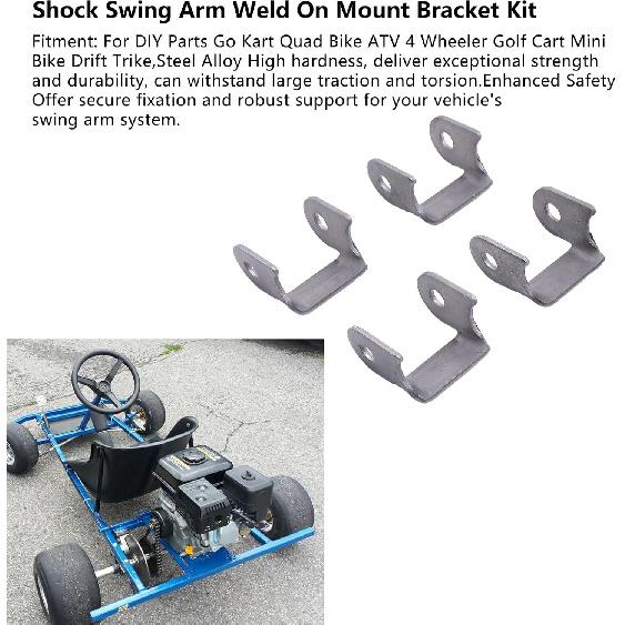 4Pcs Shock Swing Arm Weld On Mounting Bracket Kit Steel Alloy Secure Fixation Weld On Shock Mounts Bracket for ATV Dirt Bike UTV Go Kart