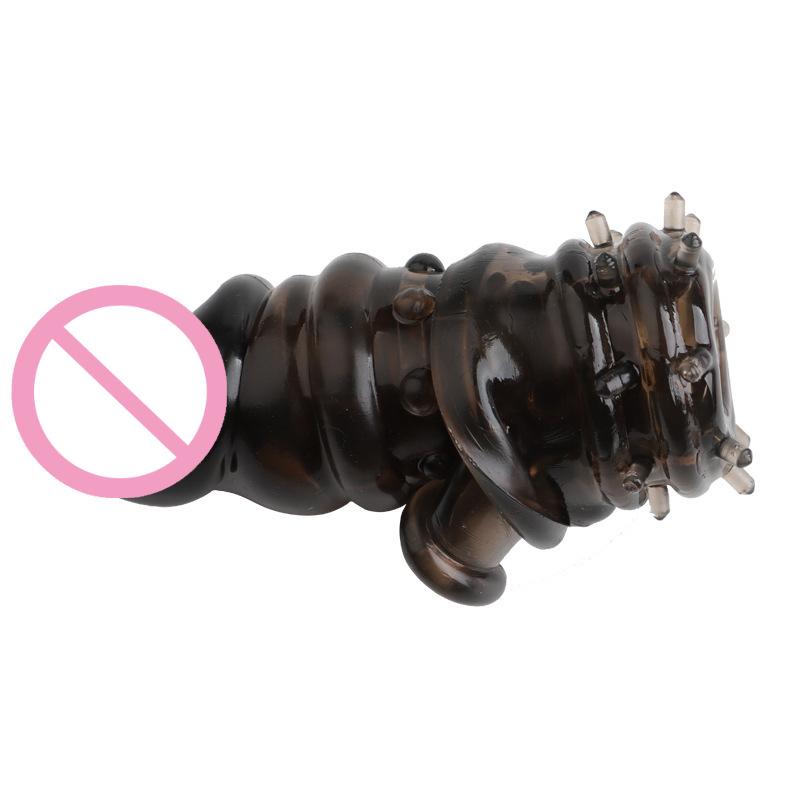 18cm Penile Sleeve Cock Lock Sperm Condoms Penis Enlargement Sleeve Sex Toys for Men Delay Ejaculation Adult Sm Sexy Products