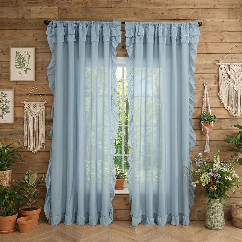 1 Panel Raff-Fenstervorhang, Romantische Raff-Vorhänge für Schlafzimmer, Wohnzimmer oder Esszimmer Bauernhaus Hütte Heimdekoration