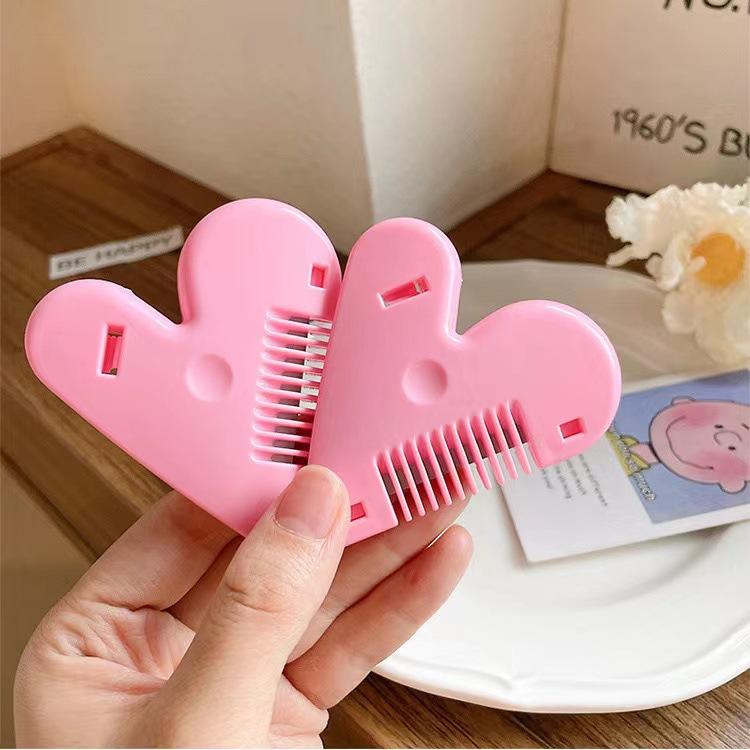 1PCS Cute Heart-shaped Double-sided Bangs Trimmer Safe Hairdressing Haircut Comb Double-sided Hair Cutting Hair Trimmer