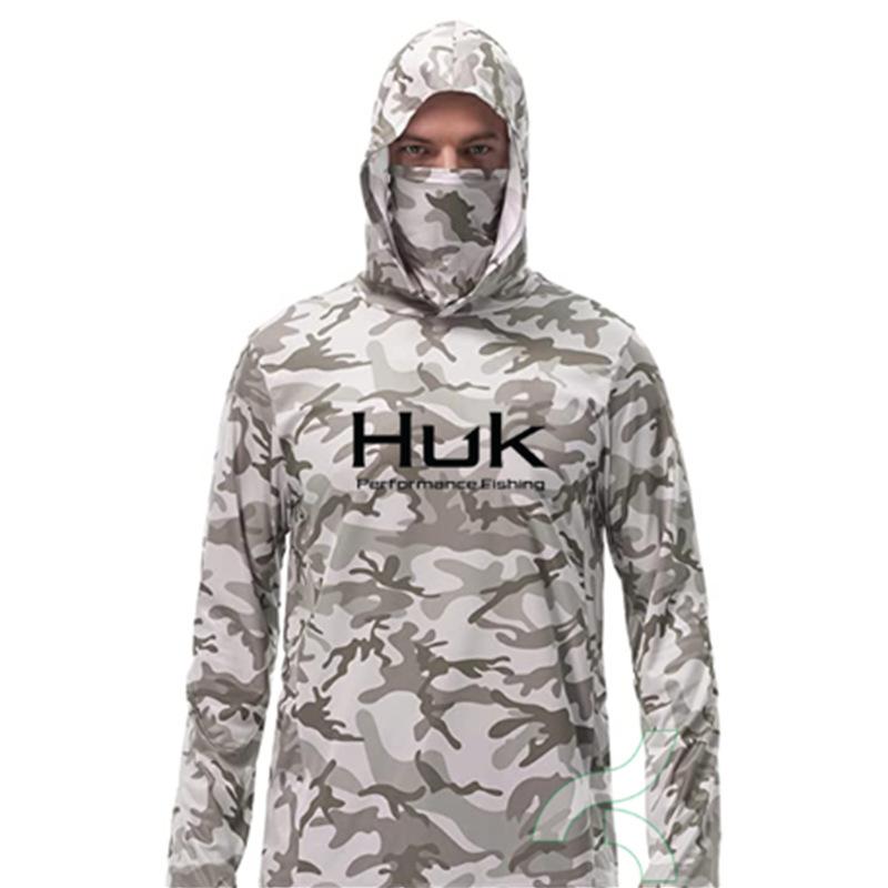 Costum de pescuit HUK pentru bărbați, transfrontalier, cu uscare rapidă, mască de praf și protecție UV, costum de pescuit ușor cu glugă, mătase de gheață