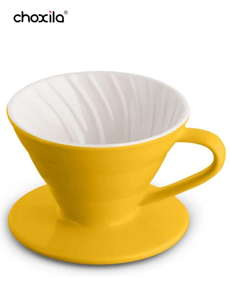1 ks Keramický kávový dripper, Přelévací kávový filtr, Sdílecí hrnec Drip filtrační kalíšek, Opakovaně použitelný kuželovitý příslušenství k přelévacímu kávovaru