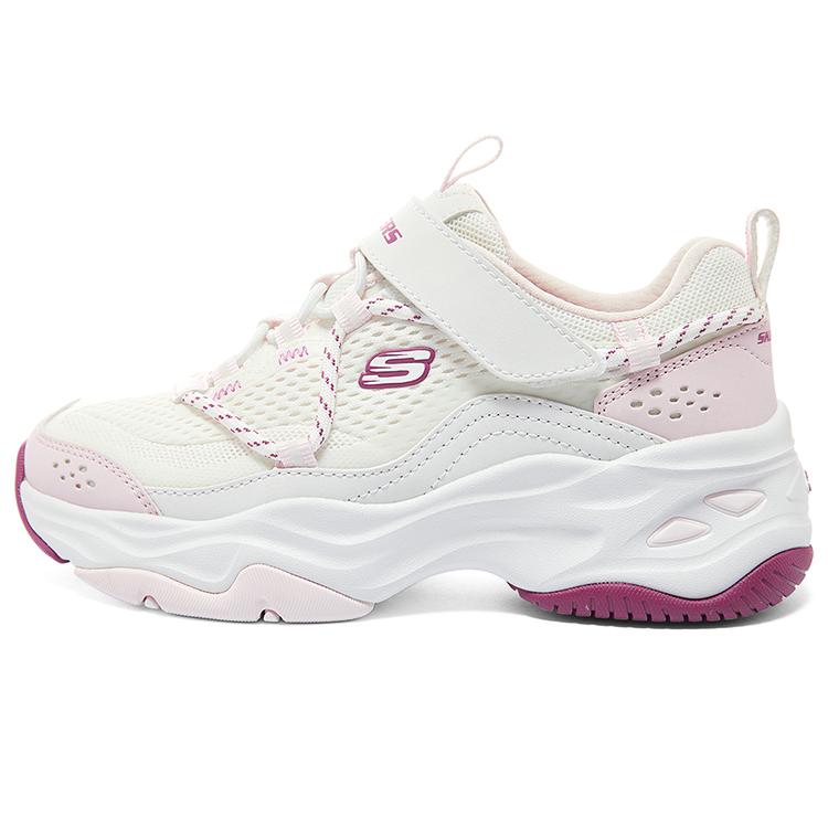 Skechers Удобные Повседневные Амортизирующие Прочные Низкие Кеды для Детей Детские кроссовки Бело-розовые 302587L-WLPK 27.5