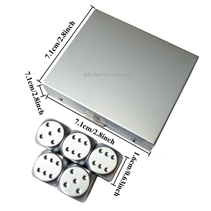 5 in1 Metal Dices with Precision Aluminum Alloy for Poker Party Game Rounded Corners Dice Set Toy Portable Dice Boyfriend Gift