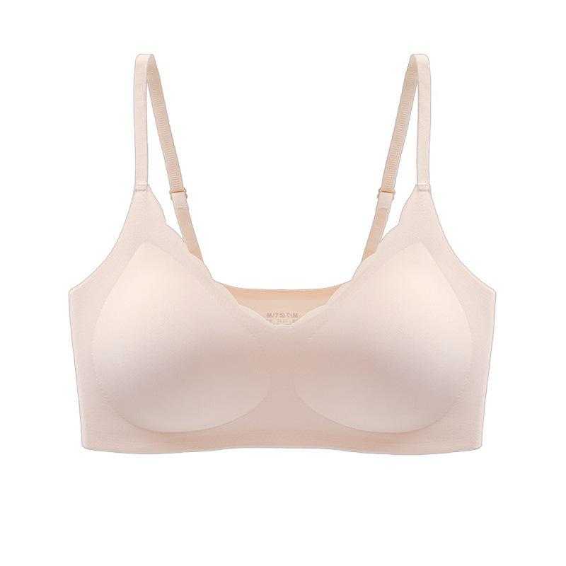 V-neck Seamless Wave Edge Bra - Wire-free, Thin, and Comfortable for Women