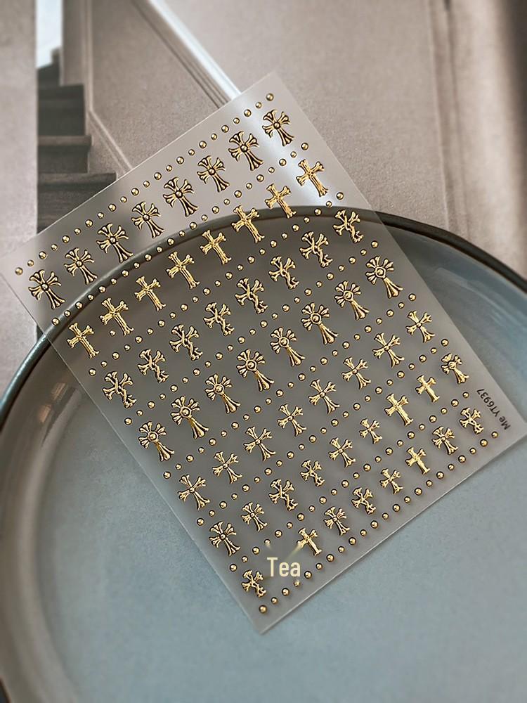 Retro Exquisite Ant Figure Nail Stickers - Cross & Hot Stamping Style (YT6931)