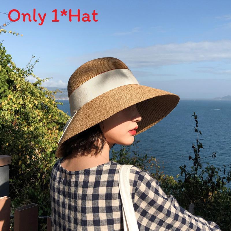 Straw Hat For Women Summer Foldable Sun Hat With Butterfly Bow For Beach And Outdoor Activities